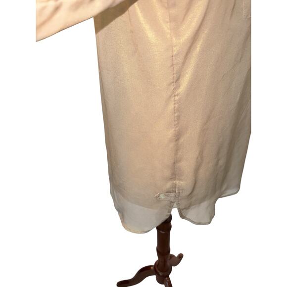 Apt. 9 sheer gold 3/4 sleeve hi-low blouse size L - Picture 8 of 9